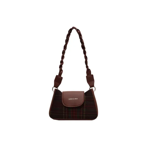 RIVMIND Woolen Underarm Shoulder Bag Women's Red/Green/Coffee