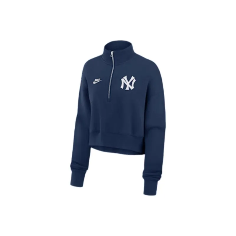 Nike New York Yankees Cooperstown Phoenix Women's Nike Mlb Cropped 1/2 Zip Crew-0