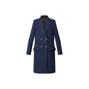 LOUIS VUITTON SS22 Velvet feel Coat Women's Marine Blue
