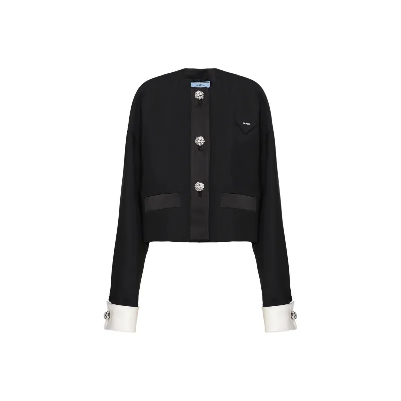 PRADA SS23 Cropped Coat Women's Black-0