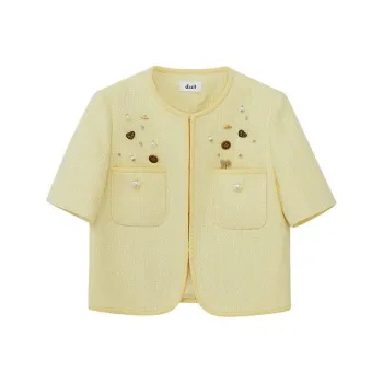 D'zzit Cropped Coats Women's Light Yellow
