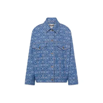 MOSCHINO Monogram Jacquard Button Up Denim Jacket