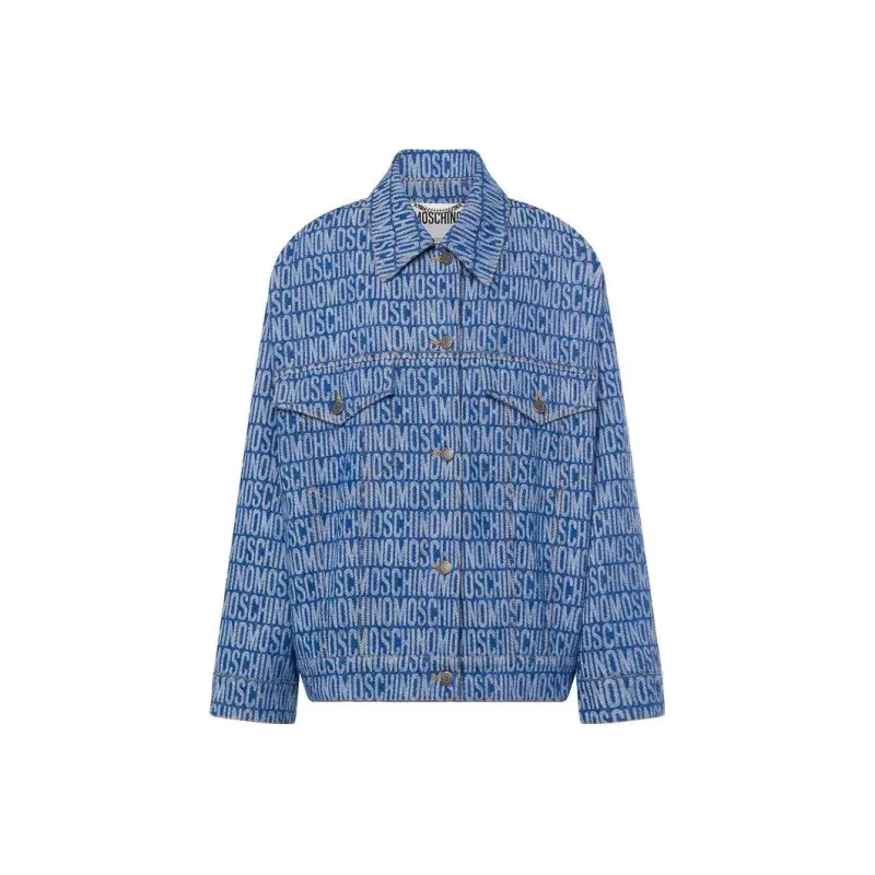 MOSCHINO Monogram Jacquard Button Up Denim Jacket-0