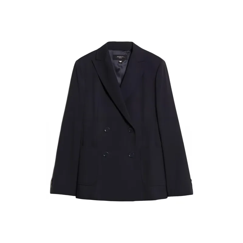 WEEKEND MaxMara Nervoso Collection Tailored Woollen Cloth Blazer Business Suit Women's Black-0