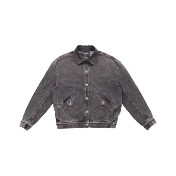 CHANEL Denim Jacket Women's Gray
