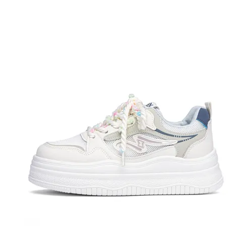 RENBEN Cushioning, Impact Resistant, Abrasion Resistant Low Top Skateboard Shoes Women's White Blue Purple