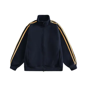 PAZZO Striped Stand Collar Cardigan Sweatshirt Unisex