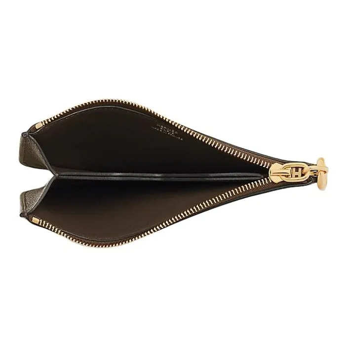 HERMES Chaine D'AncreZipengo Evercolor Calfskin Card Holder Unisex Bark Color-1