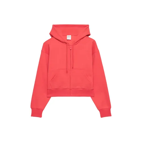 ARITZIA Cozy Sweatfleece Boyfriend Boxy Zip Hoodie Sweatshirt Women's Cherry Red/Cherry Red