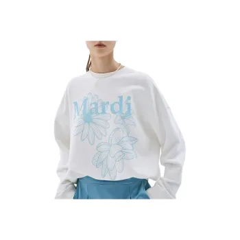 MARDI MERCREDI SS25 SWEATSHIRT TRIPLE FLOWER_WHITE SKY Sweatshirt Korean Style Women's White/Sky Blue