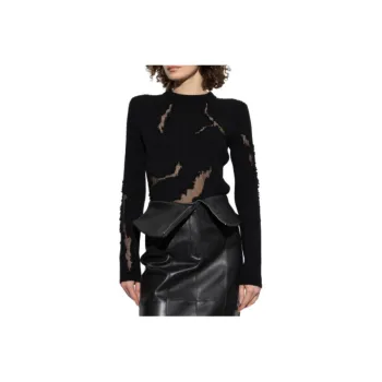 Alexander McQueen Logo Detailed Mesh Knitted Jumper