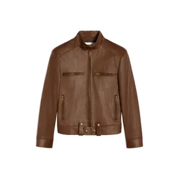CELINE SS24 Leather Jacket Women's Brown