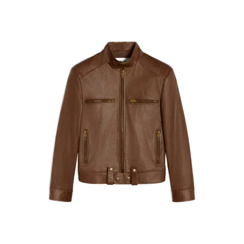 CELINE SS24 Leather Jacket Women's Brown