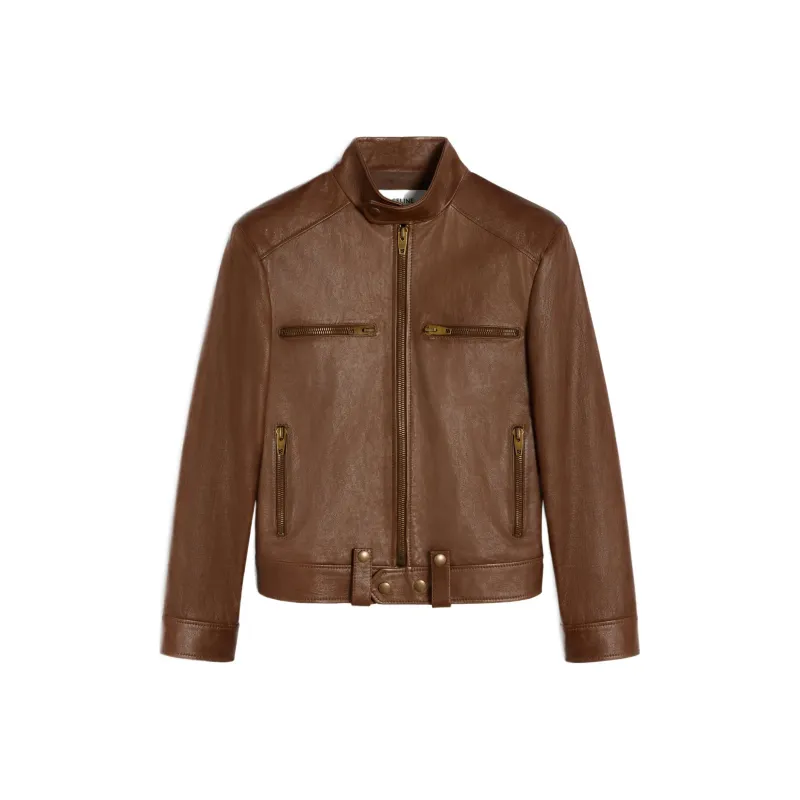 CELINE SS24 Leather Jacket Women's Brown-0