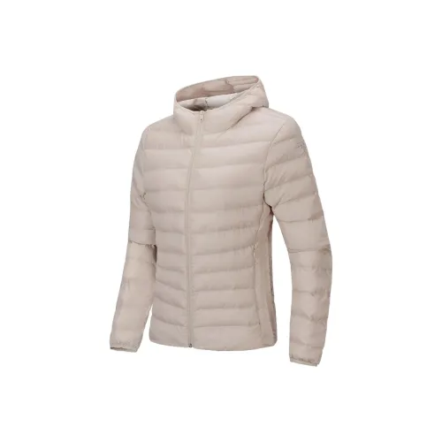 LiNing Solid Color Hooded Puffer Jacket Women's Cloud Rain Gray