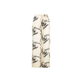 NANUSHKA Jarine Calligraphy print Silk Trousers