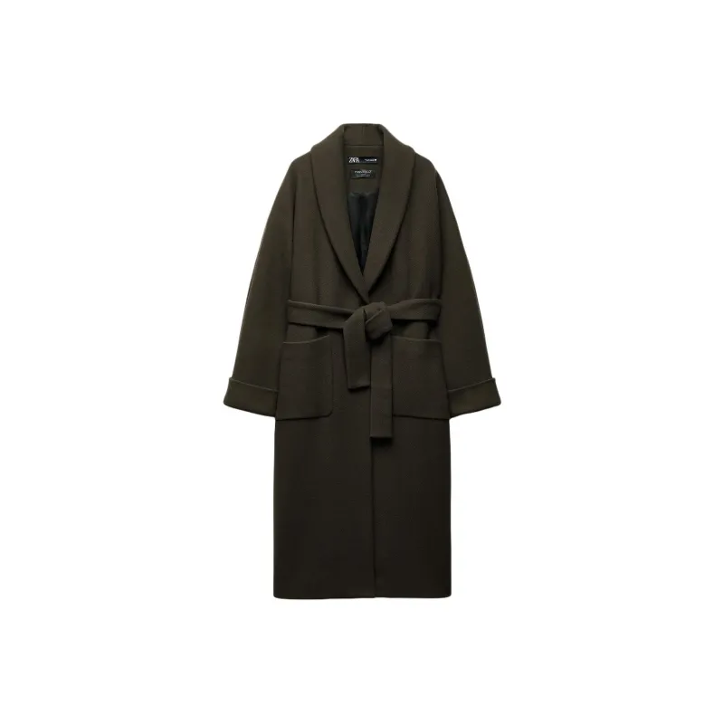 ZARA Coats Women's Khaki-0