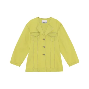 GANNI Denim Jackets Women's Yellow