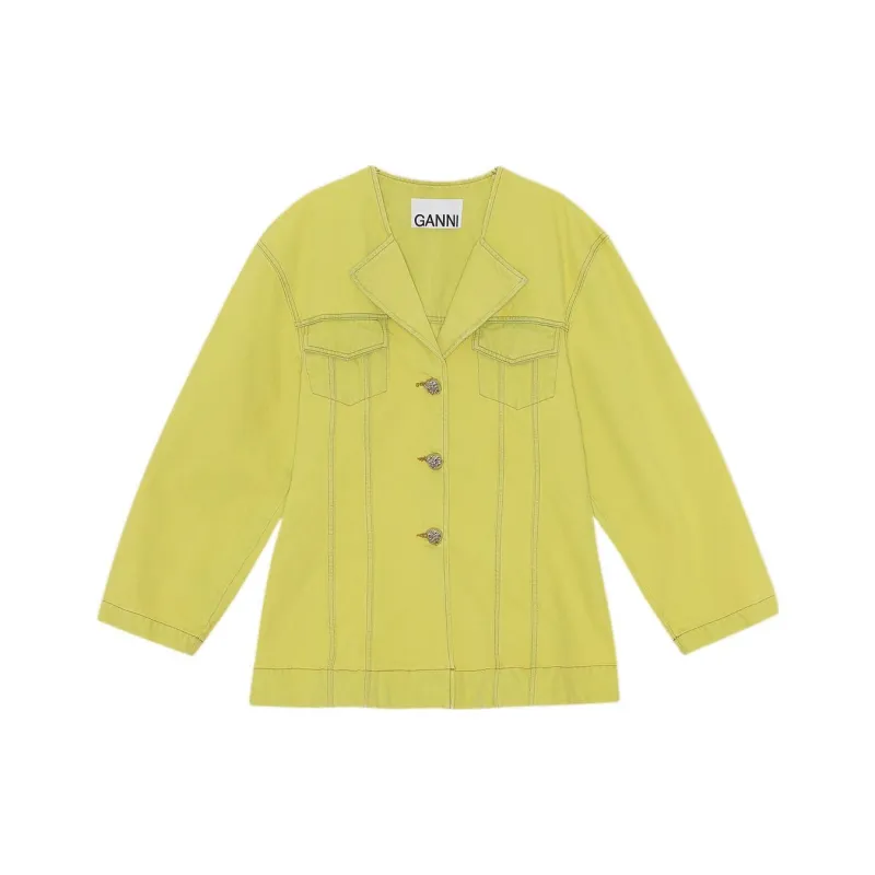 GANNI Denim Jackets Women's Yellow-0