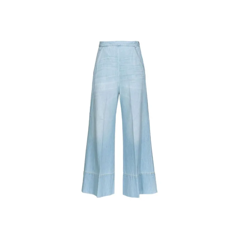 PINKO Logo Embroidered Wide Leg Trousers-0