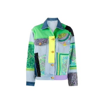 VERSACE Patchwork Denim Jacket 'Multicolor'