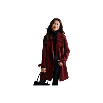 Mo Han Yi Mei Coats Women's Burgundy