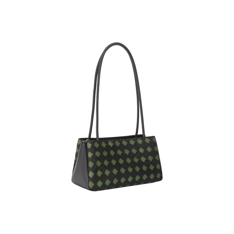 Shanghai Story Mulberry Silk And Brocade Shoulder Bag Medium Size Women's Avocado Green-0
