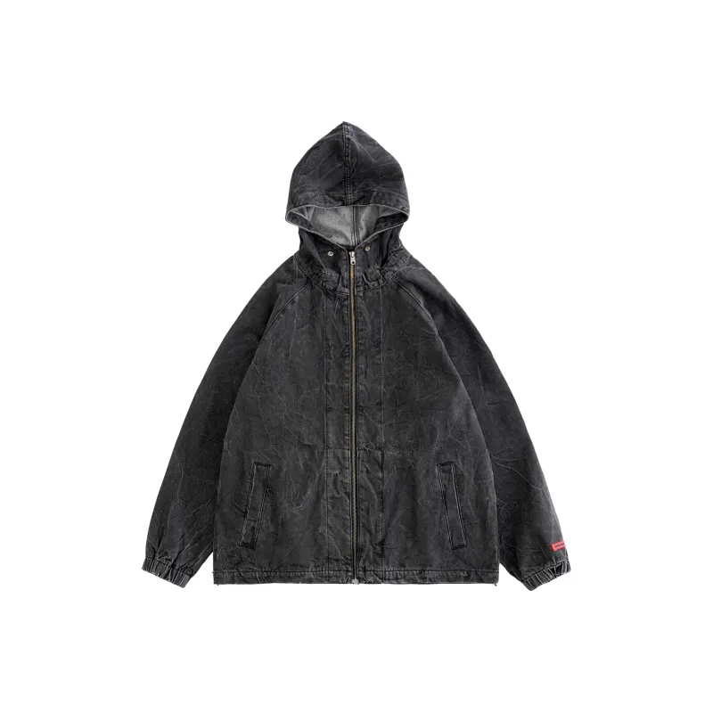 BLUELANDINC Loose Fit Denim Jacket Women's Black Gray Color-0