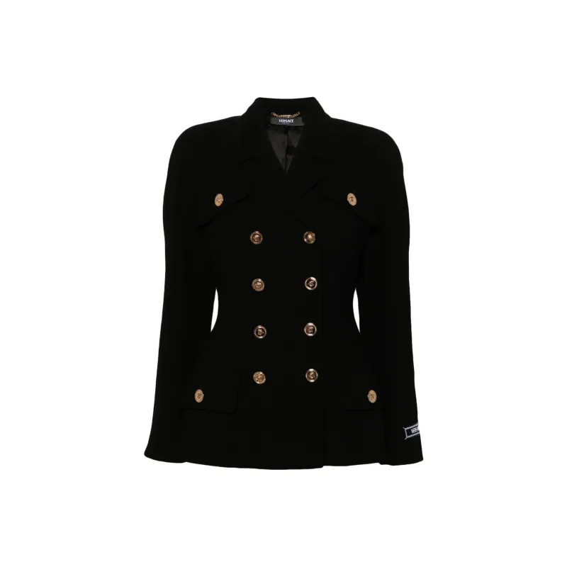 VERSACE Crepe Double Breasted Blazer-0