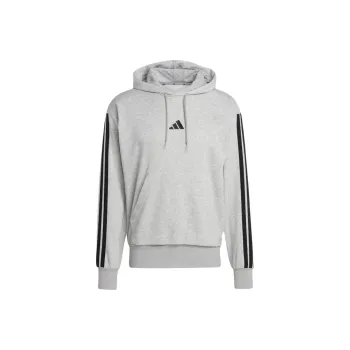 Adidas ESSENTIALS3 Stripes French Terry Hoodie Sweatshirt Unisex Medium Gray Mixed Color/Black