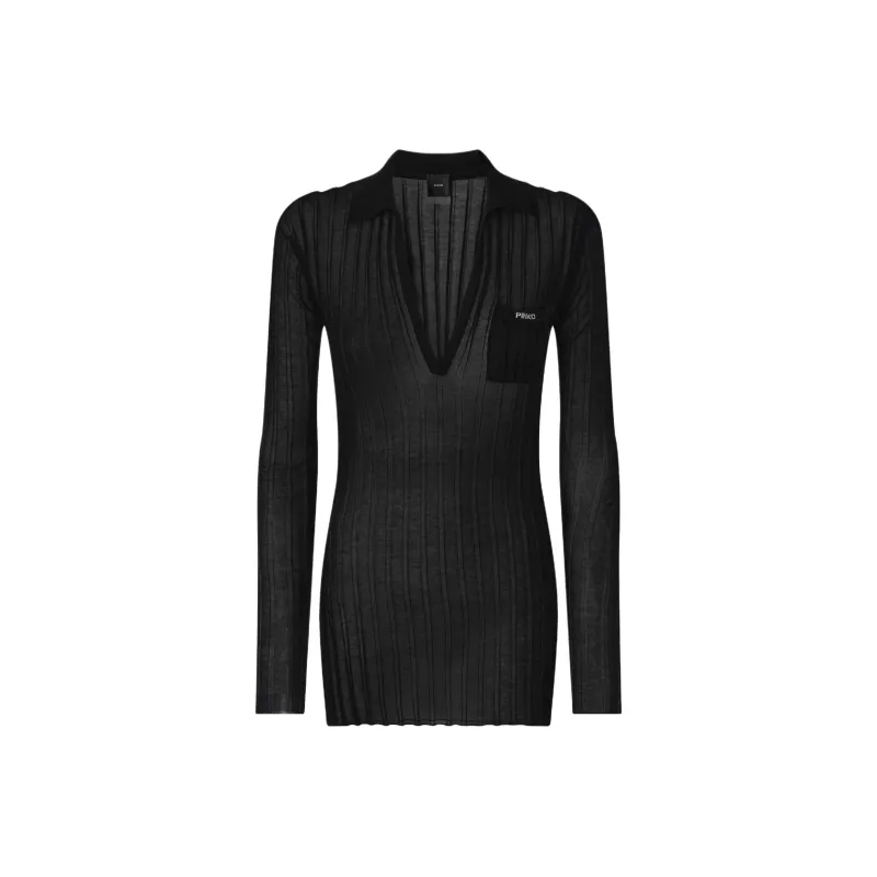 PINKO Ribbed Polo Top-0