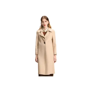 FENHONGMALI Coats Women's Beige