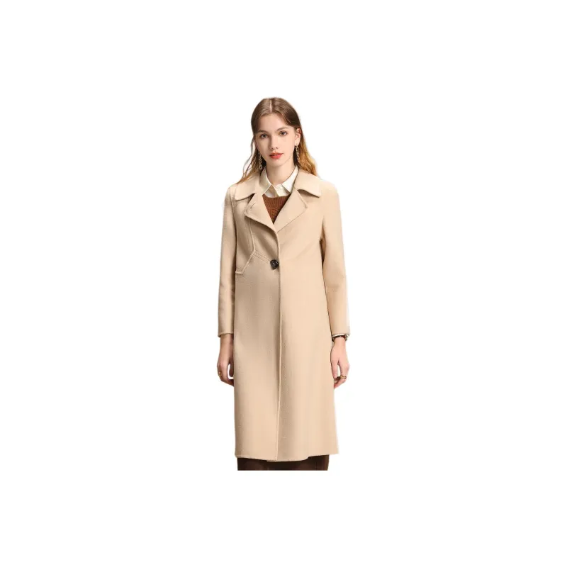 FENHONGMALI Coats Women's Beige-0