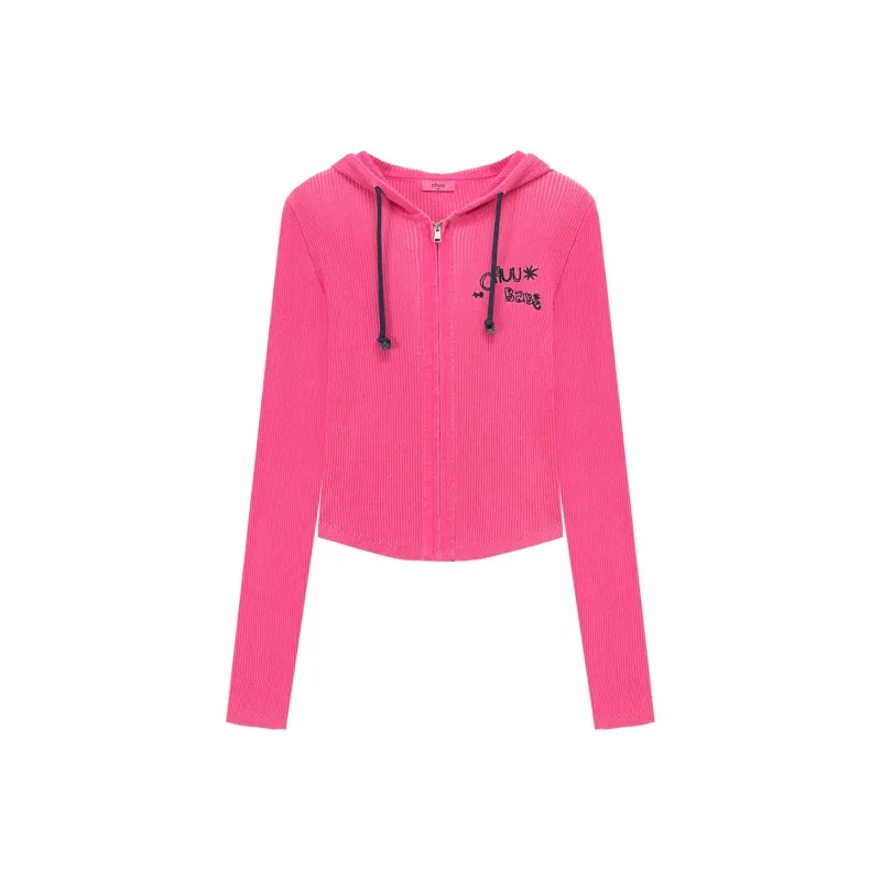 CHUU Knitted Fabric Short Coat Women's Light Gray/Pink-1