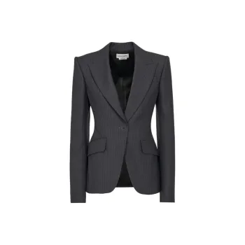 Alexander McQueen Pinstriped Single Breasted Blazer