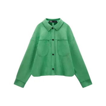 ZARA Cropped Coats Women's Green