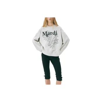 MARDI MERCREDI SS25 SWEATSHIRT TRIPLE FLOWER_OATMEAL BLACK Sweatshirt Korean Style Women's Oat Black