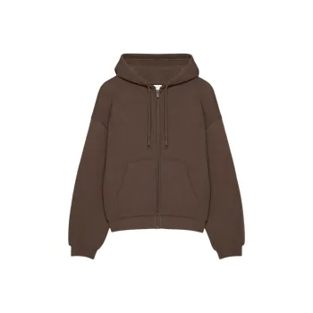ARITZIA Sweatfleece Cozy Fleece Mega Drop Shoulder Zip Hoodie Sweatshirt Women's Rich Mocha Brown/Dark Mocha Brown