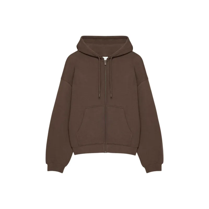 ARITZIA Sweatfleece Cozy Fleece Mega Drop Shoulder Zip Hoodie Sweatshirt Women's Rich Mocha Brown/Dark Mocha Brown-0