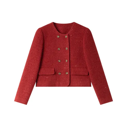 VIMLY Cropped Coats Women's Red