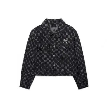 MLB Old Flower Denim Jackets Women's Dark Gray