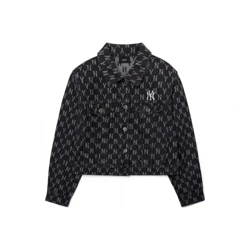 MLB Old Flower Denim Jackets Women's Dark Gray
