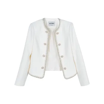 MISSSHINE Cropped Coats Women's Ecru