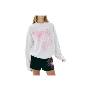 MARDI MERCREDI SS25 SWEATSHIRT TRIPLE FLOWER_WHITE PINK Sweatshirt Korean Style Women's White/Pink