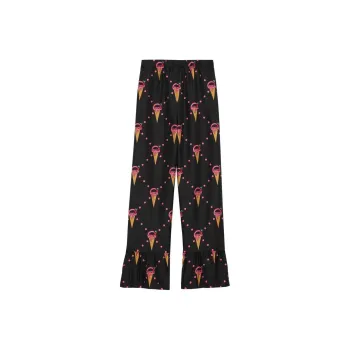 GUCCI Ice Cream Print Silk Trousers