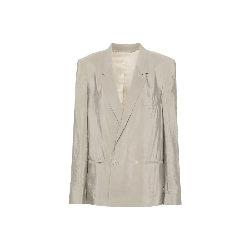 Lemaire Double breasted Crinkled Blazer-0