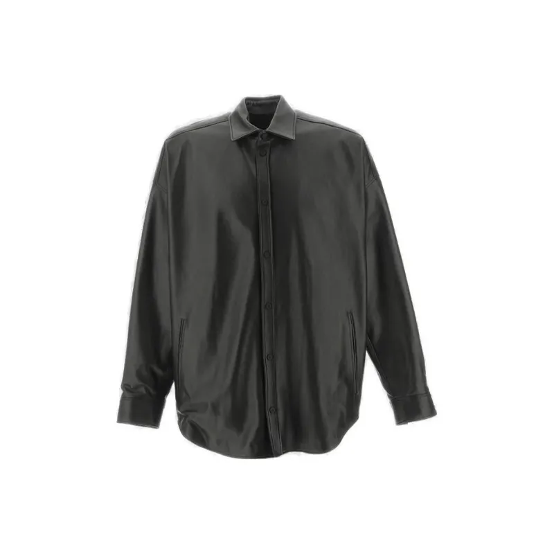 Balenciaga Oversized Leather Cocoon Shirt 'Black'-0