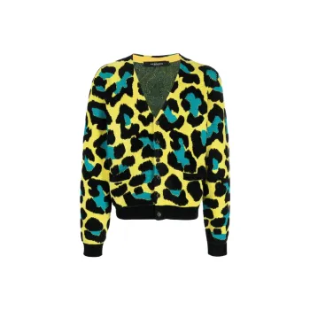 VERSACE Leopard Pattern Button Up Cardigan