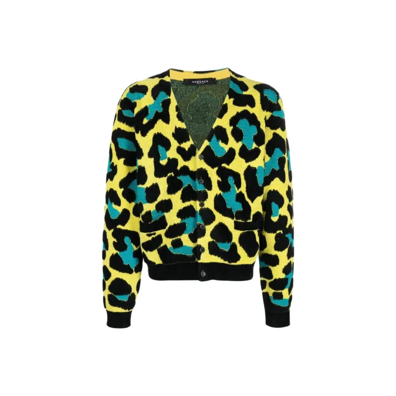 VERSACE Leopard Pattern Button Up Cardigan-0