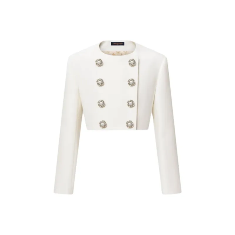 LOUIS VUITTON Cropped Jewel Button Mikado Jacket-0